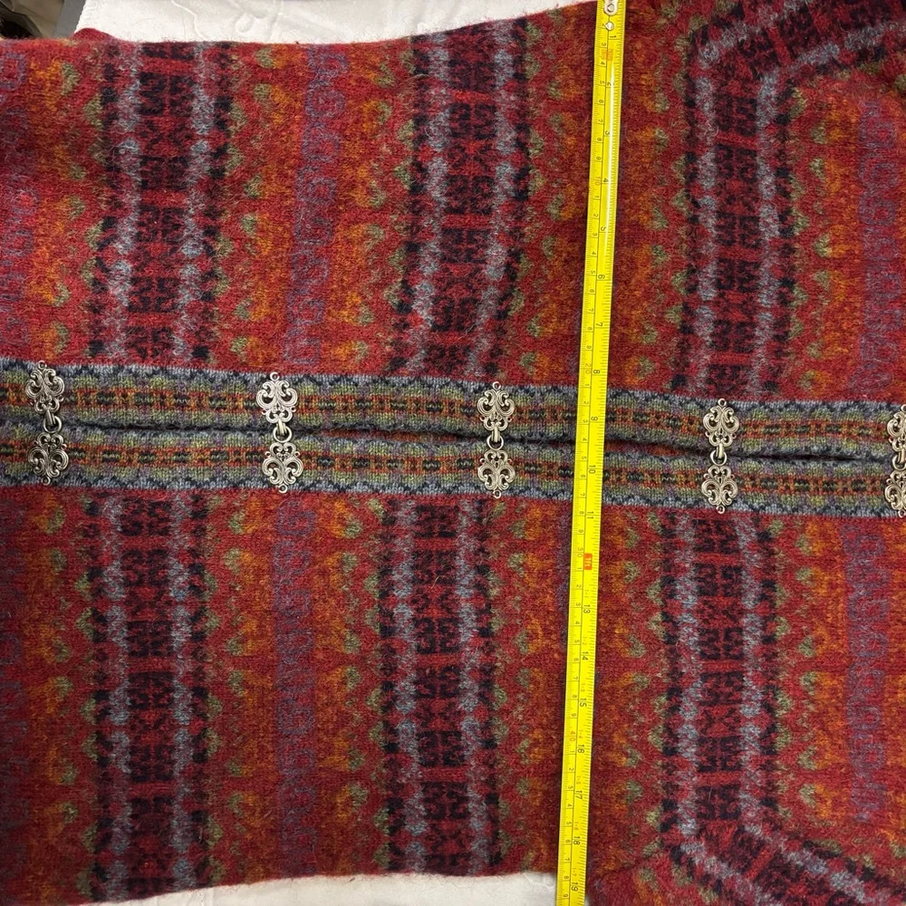 Women's Squaw Valley Red Multicolor Fair Isle Wool Cardigan S - Picture 8 of 9
